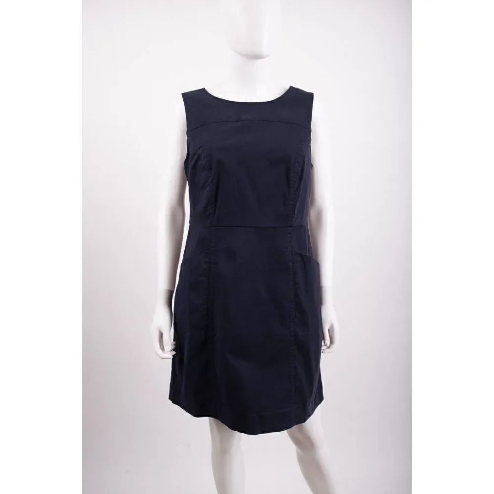 Boden Womens Tamara Dress Sheath Cotton UK 14P US 10P Navy Blue NWT